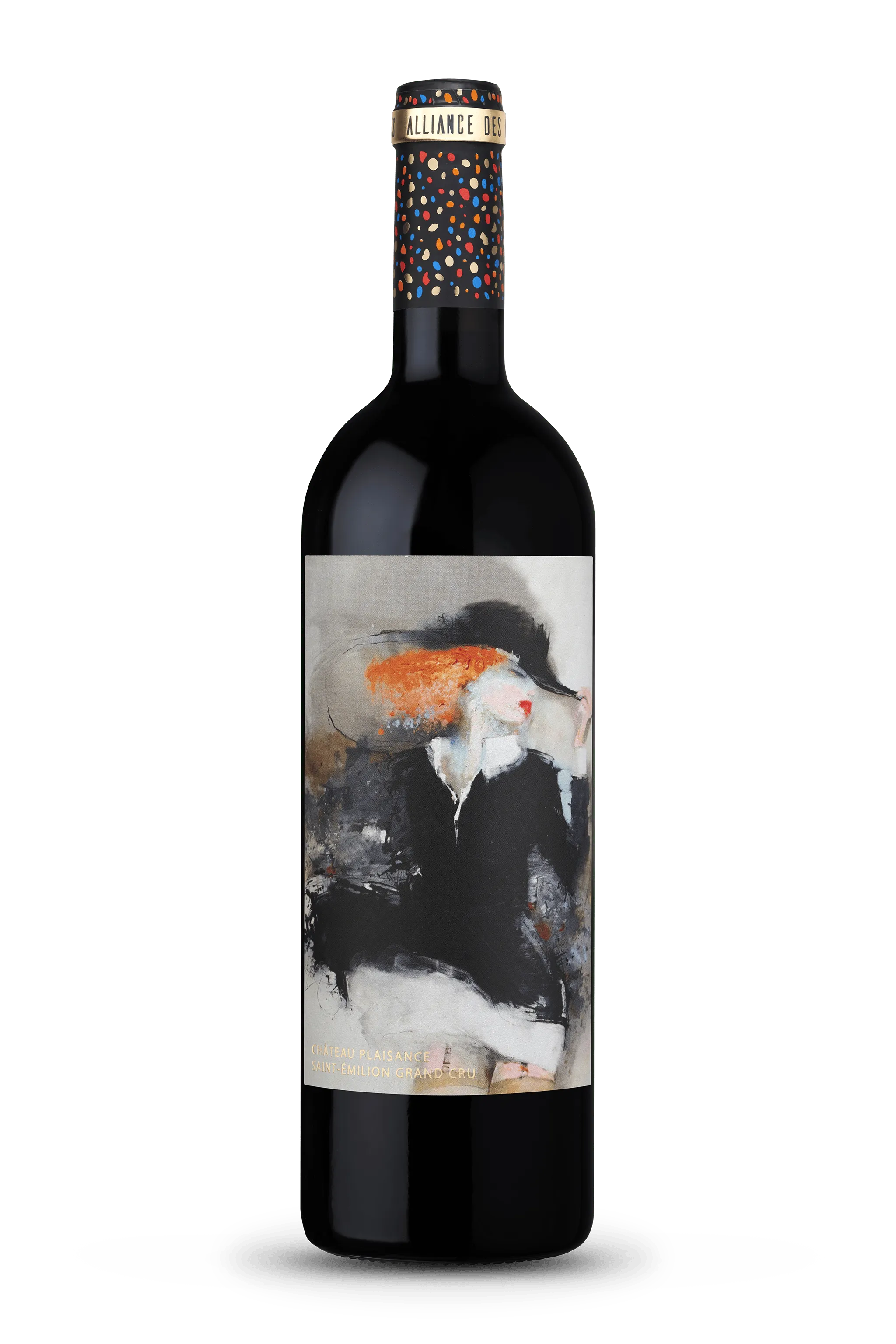 A photograph of a bottle of Alliance des Art award winning Saint-Émilion Grand Cru red wine by Château Plaisance (4 of 6).