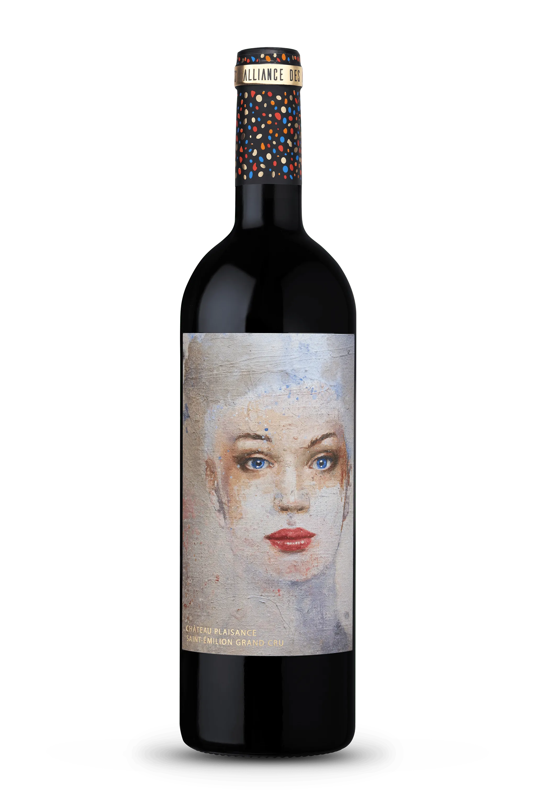 A photograph of a bottle of Alliance des Art award winning Saint-Émilion Grand Cru red wine by Château Plaisance (5 of 6).