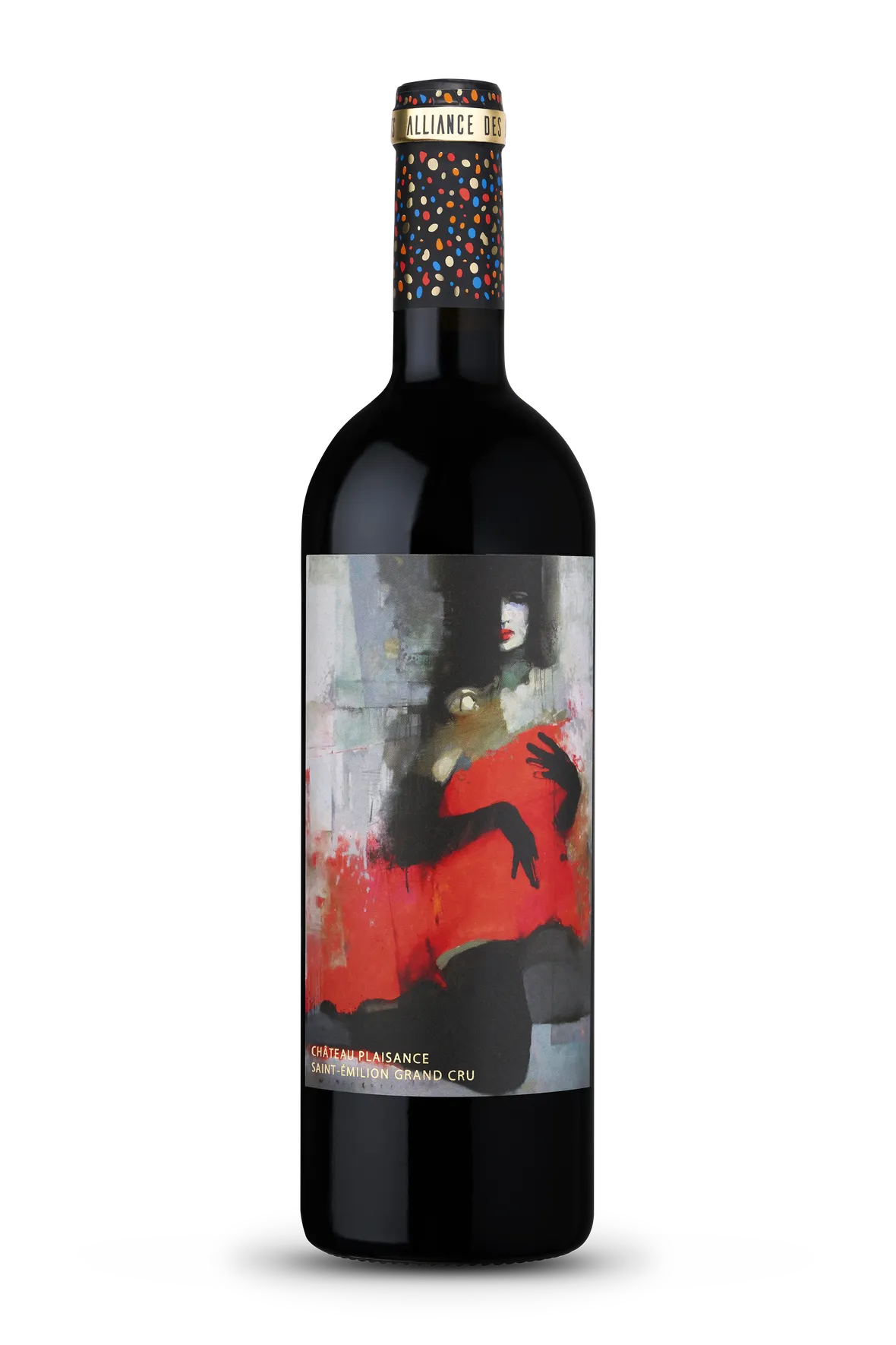 A photograph of a bottle of Alliance des Art award winning Saint-Émilion Grand Cru red wine by Château Plaisance (6 of 6).
